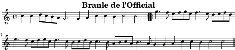 Partition de : Branle de l'Official