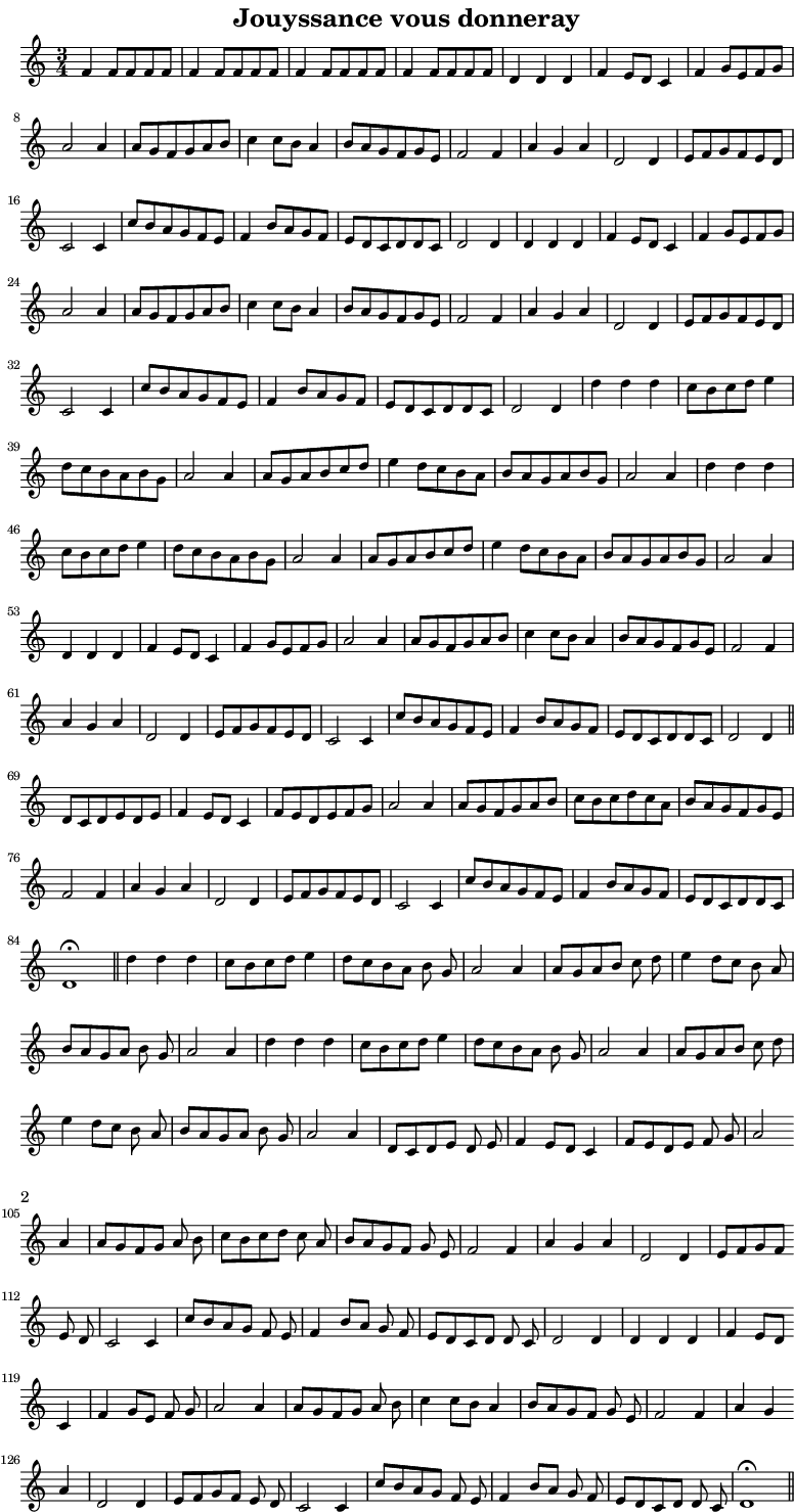 Partition de : Jouyssance vous donneray
