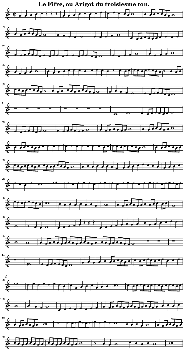 Partition de : Le Fifre, ou Arigot du troisiesme ton.
