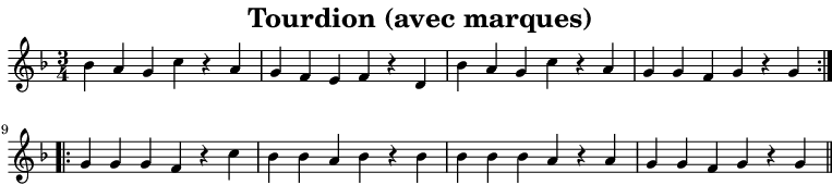 Partition de : Tourdion (avec marques)