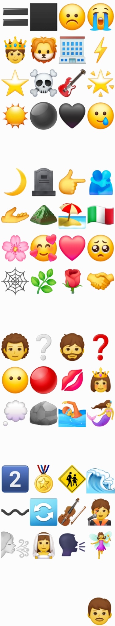 quatorze lignes de quatre émojis